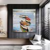 Hand Painted Oil Painting Canoe oil Paintings Nordic Seascape-Hand-Painted- Colorful Boats Oil Painting-Wall Art Handmade- For Home Decoration - 60x60