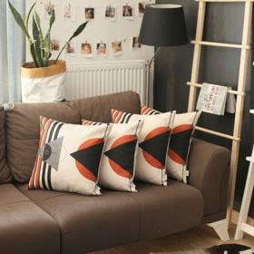 Boho-Chic Printed Jacquard Throw Pillow (Color: Multi - Triangle - Set of 4, size: 18"x18")