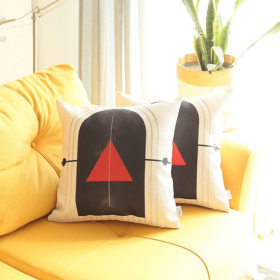 Boho-Chic Printed Jacquard Throw Pillow (Color: White-Red-Black - Set of 4, size: 18"x18")