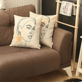 Boho-Chic Printed Jacquard Throw Pillow (Color: White-Orange-Face  - Set of 4, size: 18"x18")