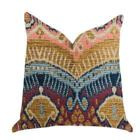 Plutus Ikat Anika Luxury Throw Pillow (Color: Multi Color, size: Double sided  24" x 24")