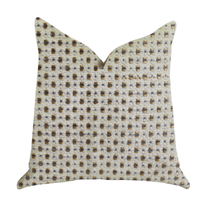 Plutus Haven Pointe Patterned Luxury Throw Pillow (Color: Gold, Beige, size: Double sided  16" x 16")