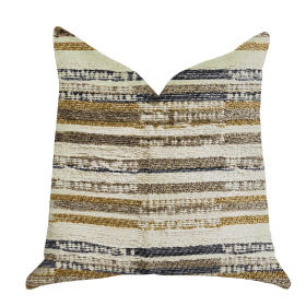 Plutus Lombardi Lane Luxury Throw Pillow (Color: Beige, Gray, Gold, size: Double sided  24" x 24")