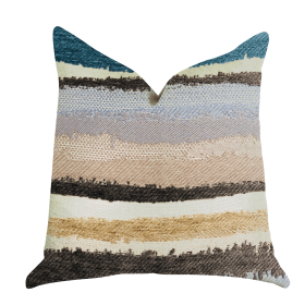 Plutus Blue Stone River Sand Multi Color Luxury Throw Pillow (Color: Brown, Blue, Beige, size: Double sided  20" x 30" Queen)