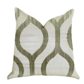 Plutus Morrocan Villa Light Grass Luxury Throw Pillow (Color: Green, Beige, size: Double sided  16" x 16")