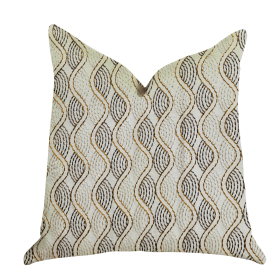 Plutus Enigma Twist Luxury Throw Pillow (Color: Beige, Gold, size: Double sided  26" x 26")