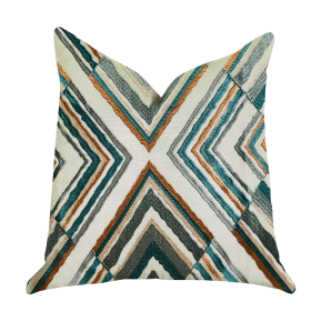 Plutus Crescent Peak Multi Green Luxury Throw Pillow (Color: Green, Beige, Brown, size: Double sided  22" x 22")