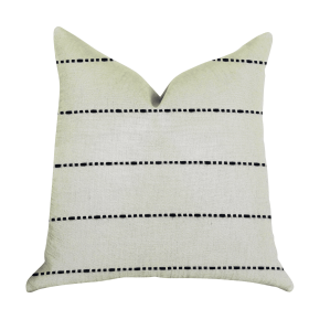 Plutus Interweave Vanilla Bean Luxury Throw Pillow in Black and White (Color: Black, White, size: Double sided  18" x 18")
