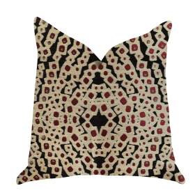 Plutus Scarlet Gem Luxury Throw Pillow in Red and Black (Color: Red, Black, Bronze, size: Double sided  24" x 24")