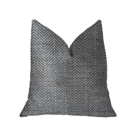 Plutus Amalfi Blue and Ivory Luxury Throw Pillow (Color: Blue, Ivory, size: Double sided  22" x 22")
