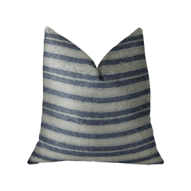 Plutus By meadow Navy and Cream Handmade Luxury Pillow (Color: Navy, Cream, size: Double sided  16" x 16")