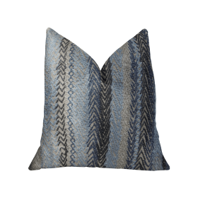 Plutus Blue Gate Gray Blue and Taupe Handmade Luxury Pillow (Color: Gray, Blue, Taupe, size: Double sided  20" x 36" King)