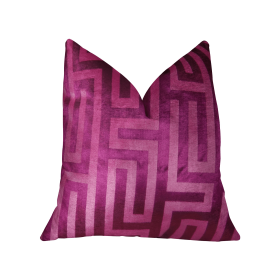 Plutus Velvet Maze Runner Fuchsia Handmade Luxury Pillow (Color: Fuchsia, size: Double sided  18" x 18")