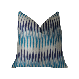 Plutus Wavering Blues Navy Blue and White Handmade Luxury Pillow (Color: Navy, Blue, White, size: Double sided  16" x 16")