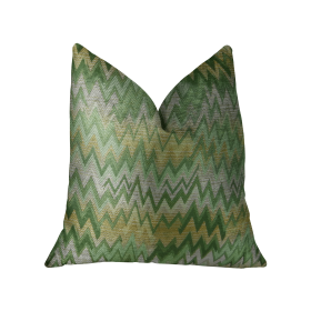 Plutus Green Fair Green Citrine and Taupe Handmade Luxury Pillow (Color: Green, Citrine, Taupe, size: Double sided  24" x 24")