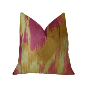 Plutus Electra Magenta Orange and Cream Handmade Luxury Pillow (Color: Magenta, Orange, Cream, size: Double sided  12" x 20")