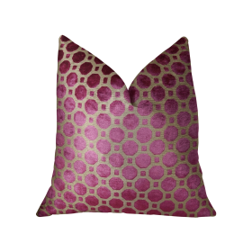 Plutus Velvet Plum Magenta and Taupe Handmade Luxury Pillow (Color: Magenta, Taupe, size: Double sided  20" x 20")