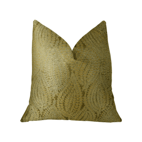 Plutus Golden Vineyard  Gold Handmade Luxury Pillow (Color: Gold, size: Double sided  16" x 16")