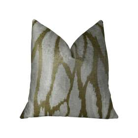 Plutus Kailua Branch Taupe Ivory Handmade Luxury Pillow (Color: Taupe Ivory, size: Double sided  20" x 26" Standard)