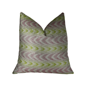 Plutus Sound Waves Beet Citrine Ivory Handmade Luxury Pillow (Color: Beet Citrine Ivory, size: Double Sided 20" x 20")