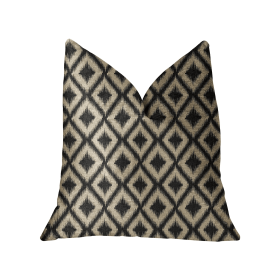 Plutus Diamond Embers Gray and Beige Luxury Throw Pillow (Color: Gray and Beige, size: Double sided  26" x 26")
