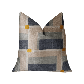 Plutus Bay Window Blue and Beige Luxury Throw Pillow (Color: Blue and Beige, size: Double sided  20" x 20")