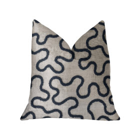 Plutus Chandra Taal Blue and Beige Luxury Throw Pillow (Color: Blue and Beige, size: Double sided  20" x 26" Standard)