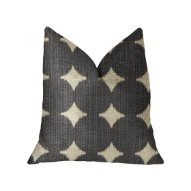 Plutus Savannah Black and Beige Luxury Throw Pillow (Color: Black and Beige, size: Double sided  24" x 24")