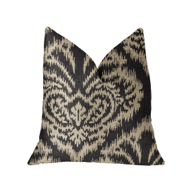 Plutus Floral Fantasy Black and Beige Luxury Throw Pillow (Color: Black and Beige, size: Double sided  20" x 20")