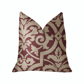 Plutus Sacred Shield Red and Beige Luxury Throw Pillow (Color: Red and Beige, size: Double sided  22" x 22")