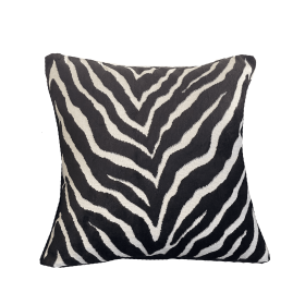 Plutus Black Zebra Black Animal Motif Luxury Throw Pillow (Color: Black, size: Double sided  16" x 16")