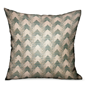 Plutus Forest Jade Sea Green Chevron Luxury Outdoor/Indoor Throw Pillow (Color: Sea Green, size: Double sided  24" x 24")