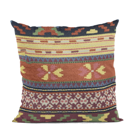 Plutus Multi-Color Unique Lanes Border Luxury Throw Pillow (Color: Multi-Color, size: Double sided  22" x 22")