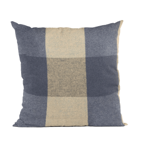 Plutus Blue Squares Plaid Luxury Throw Pillow (Color: Blue, size: Double sided  26" x 26")